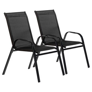 Texteline Canvas Garden Chairs Water Resistant Outdoor Patio Furniture Black - Picture 1 of 9