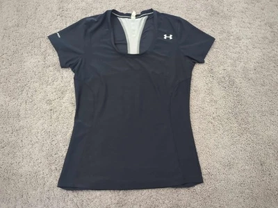 Рубашка женская Under Armour средняя черная с коротким рукавом логотип HeatGear спортивная - Изображение 1 из 4