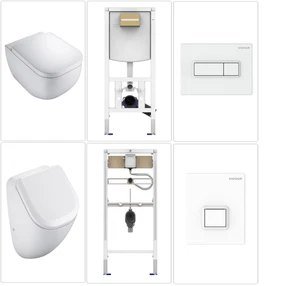 VIGOUR DERBY Wand WC & Urinalbecken Drückerplatter CONEL Vorwandgestelle weiß  - Bild 1 von 17