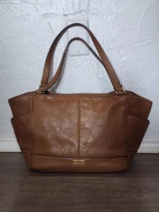 Coach Brown Park Carrie Pebbled Leather Bag Satchel 17"X 10" X 6" READ 1ST - Picture 1 of 14