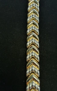 Brazalete italiano de plata de ley de 7 pulgadas tono oro y plata Milor  - Imagen 1 de 7