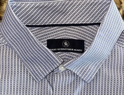 Camisa Hart Schaffer Marx Para Hombre Azul Rayas Calce Clásico Abotonada L/S Talla M Foto 1 de 4