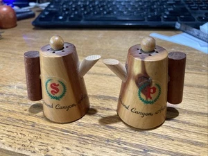 Wooden Coffee Pot Salt and Pepper Shakers Vintage - Picture 1 of 4