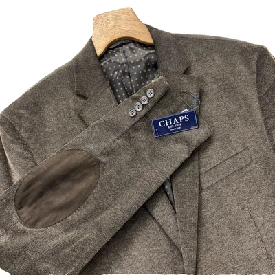 Blazer Chaps Para Hombres 46 Largo Gris Parche en el Codo Abrigo Deportivo Calce Moderno Chaqueta Nuevo Foto 1 de 4