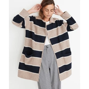 Madewell 100 % Merinowolle gestreifter Ballard Pullover Mantel Neu mit Etikett Größe Small - Bild 1 von 6