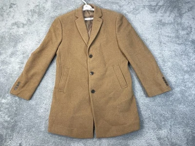 Calvin Klein Topcoat Mens 40R Medium Camel Wool Blend Coat 3 Button Notch Lapel - Image 1 of 4