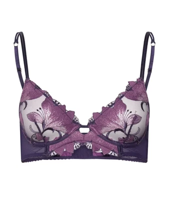Etam Exaltee Embroidered Underwire Bra Purple  Size  32B / EU 70B NWOT - Image 1 of 4