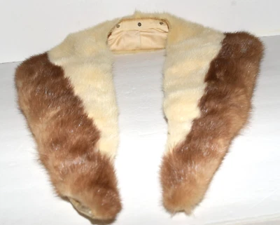 Vintage Autumn Haze and Cream Mink Fur  Satin Lining 52" Wrap Scarf Collar - Image 1 of 4