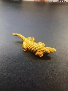 Vintage Krokodil Aliigator Anstecknadel Brosche goldfarben - Bild 1 von 5