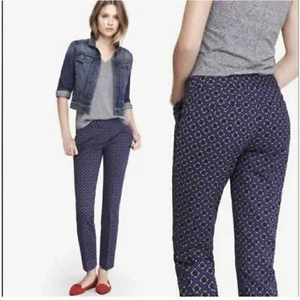 Pantaloni da editorialista Express Mid-Rise alla caviglia cropped geometrica stampa piastrelle taglia 6R - Foto 1 di 13