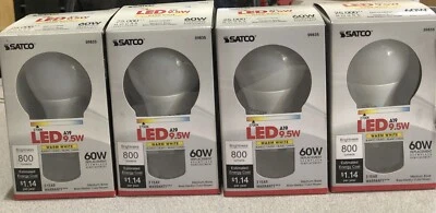 New 4-pack lot Satco S9835 9.5W=60W Medium Base LED LIght Bulb Warm White - Image 1 of 2