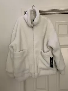 BNWT Ladies White Furry Winter Jacket Coat Womens Snow Fur Baby Trendy Chic XMAS - Picture 1 of 11