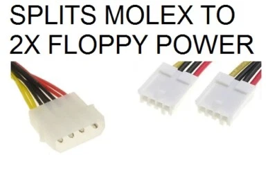 AMIGA KIT CABLE DE ALIMENTACIÓN DIVISOR EN Y GRANDE MACHO MOLEX A 2X PEQUEÑO HEMBRA 090