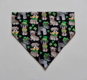 ST. PATRICK'S DAY IRISH DOGS ON BLACK DOG OVER THE COLLAR SCARF/BANDANA--S, M, L - Picture 1 of 3