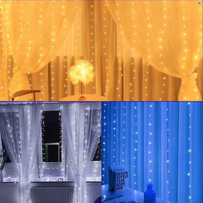 2023 New Stock Christmas Curtain Lights,8 Modes with Memory,8Hrs Timer function - Image 1 of 4