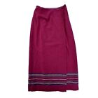 VINTAGE Eddie Bauer Skirt Womens 4 Red Wool Striped Wrap Long Length Maxi
