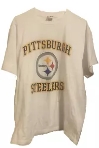 Y2K Pittsburgh Steelers Graphic White Short Sleeve T-Shirt Size XL Unisex - Picture 1 of 6