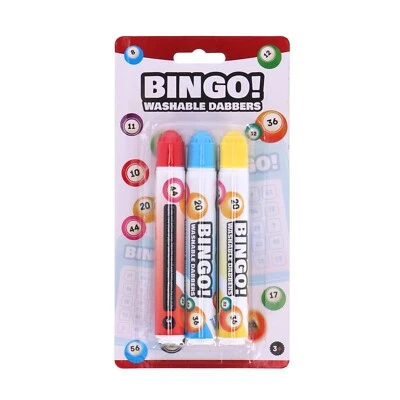 Bingo Marker 3 Stück Dabbers  Stifte Farben rot blau gelb nicht Tropfend - Bild 1 von 4