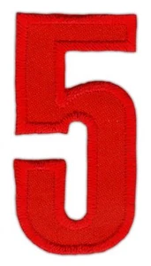 ao86★Número 5 Cinco Rojo Número Parche Imagen Planchado Aplicación Parche 2,5 x 5,0 cm - Imagen 1 de 1