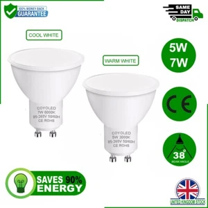GU10 LED Bulbs 5W & 7W - Warm White (3000k), Cool White (6000K) - Pack of 5 - Picture 1 of 8