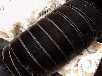Cinta de terciopelo vintage 5/8" ribete chocolate oscuro 3 yardas hecha en Inglaterra Foto 1 de 4