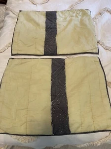 Two West Elm 19” x 26” Pillow Case Yellow Gray quilted cotton raw edge - Picture 1 of 10