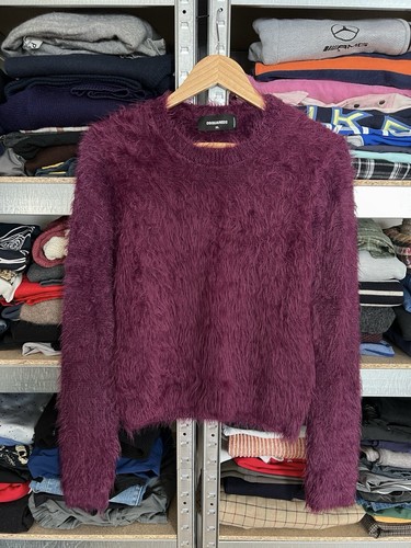 Dsquared2 Maglione Donna Fuzzy Mohair Maglia Viola Taglia XL Maglione Felpa