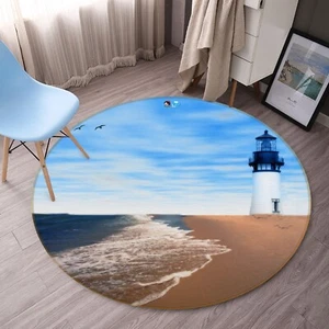 3D Beach Wave Lighthouse ZHUA2998 Game Non Slip Rug Mat Photo Carpet Amy - Bild 1 von 5