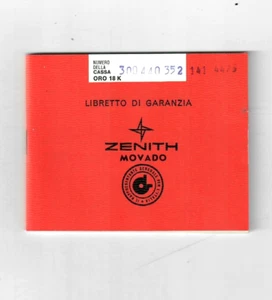 Vecchia garanzia orologio ZENITH originale anni '70 non compilata - Imagen 1 de 4