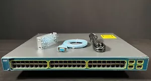 Cisco WS-C3750G-48PS-S 48 Port PoE 3750G Gigabit Switch - Same Day Shipping - Picture 1 of 5
