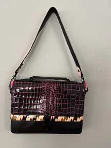 Kenzo Calf Leather Multi colour Croc Embossed Shoulder Bag - Picture 1 of 19