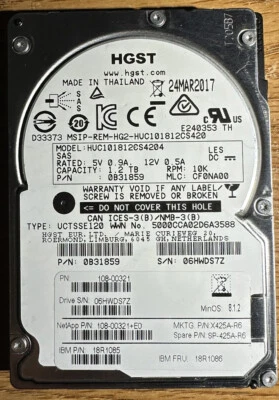 HGST 0B25168 1.2TB,Internal,10000 RPM,2.5 inch (HUC101812CS4204) Hard Drive - Image 1 of 3