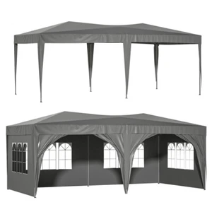 10'x20' EZ Pop Up Canopy Outdoor Folding Tent with 6 Removable Sidewalls, Grey - Picture 1 of 9