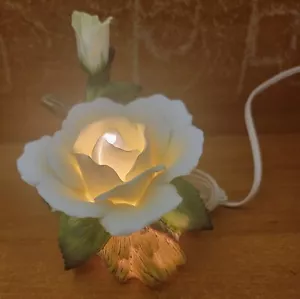 Andrea by Sadek Porcelain White Rose Flower Tea light, 11019, New in box NIB - Picture 1 of 12