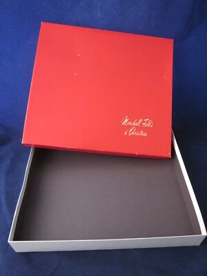 MARSHALL FIELD'S & Christmas Red Gold Gift Box 1.625"  x 9.75" x 10.75" POOR - Image 1 of 4