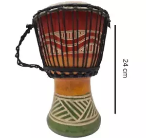 Holztrommel (Djembe) klein: Höhe 24 cm x Durchmesser oben 14 cm - Bild 1 von 10