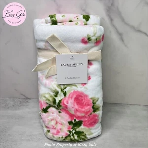 Laura Ashley Ashfield Pink Hand Towels Set of 2 Roses Floral Shabby Chic - NWT - Picture 1 of 3