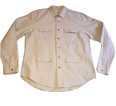 Pringle of Scotland Beige Mens Shirt Safari Style 16.5cm Large *bnwot chore rare - Image 1 of 4