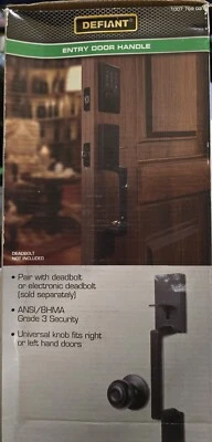 DEFIANT Entry Door Handle Vancouver Matte Black Finish - Image 1 of 4