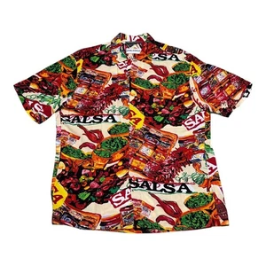 Vintage Jams World Food Art Salsa Rare Casual Button Down Hawaiian Shirt Men's M - Picture 1 of 7