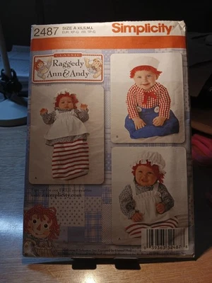 Simplicity 2487 Raggedy Ann & Andy Baby Costumes Size XS-S-M-L Uncut Pattern - Image 1 of 2