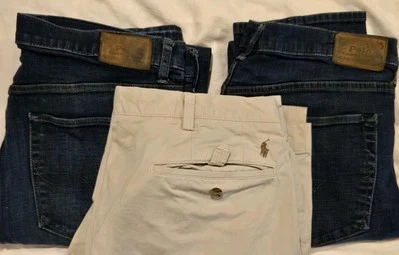 Lot Polo Ralph Lauren Jeans 36x38 Dark Wash Chino Khakis Slacks 38x38 Big & Tall - Image 1 of 4