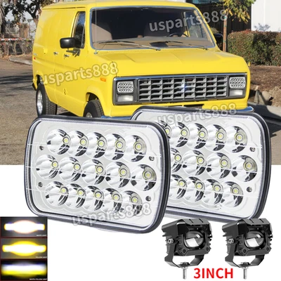 Faro LED 7x6 rectangular 2 piezas + cápsulas de 3"" apto para camioneta Ford E-150 E-250 2003-2014 Foto 1 de 4