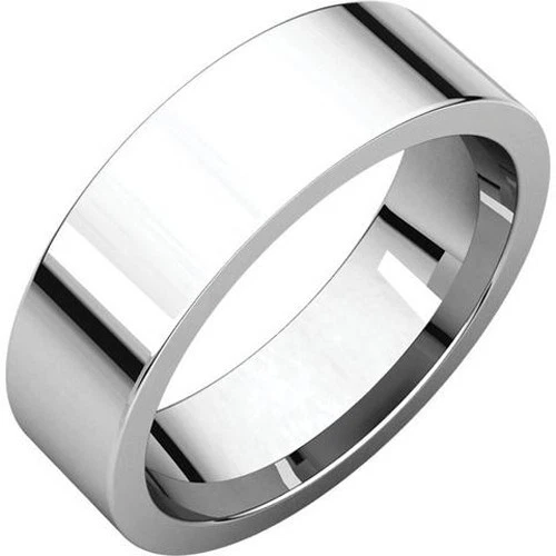 5.5mm 18K Solid White Gold Plain Flat Comfort Fit Wedding Band Anniversary Ring - Image 1 of 1