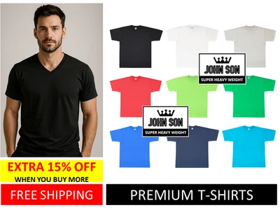 Camisetas lisas cuello en V [[JOHN SON]]] Calidad Premium [Pequeña ~ 5XL] [Individual] Foto 1 de 4