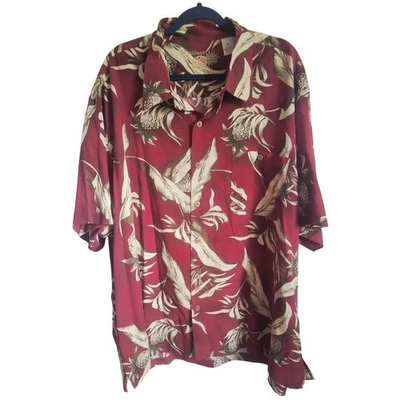 Caribbean 3X Pineapple Silk Hawaiian Shirt Tropical Button Up Men's Shirt - Image 1 of 4