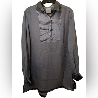 Richard Nicoll 粉色炭黑色燕尾服风格丝绸束腰上衣 — 第 1/4 张图片