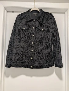 Giacca Allison Daley grande nera tinta unita leopardata stampa animalier ottime condizioni - Foto 1 di 6
