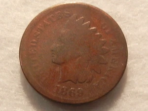 1869 indian head cent old copper US coin - Picture 1 of 2
