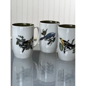 Vintage Fitz and Floyd  Neiman Marcus Set of 3 Mugs Wild Birds Series Bone China - Picture 1 of 10